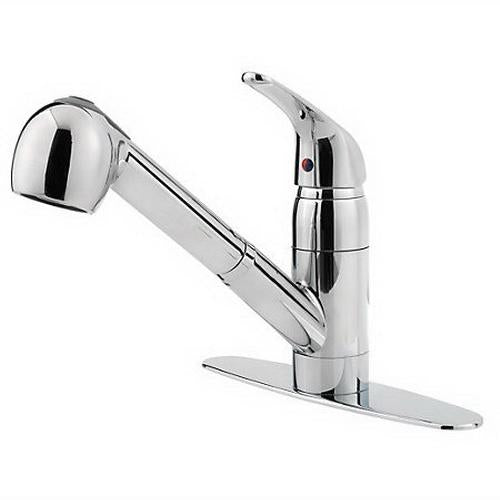 Pfister G133-10CC Pfirst Lead-Free Brass 1 Lever Handle 1 or 3-Hole Deck Mount Pull-Out Kitchen Faucet, 1/2-14 NPSM, 1.75 gpm at 60 psi, Polished Chrome
