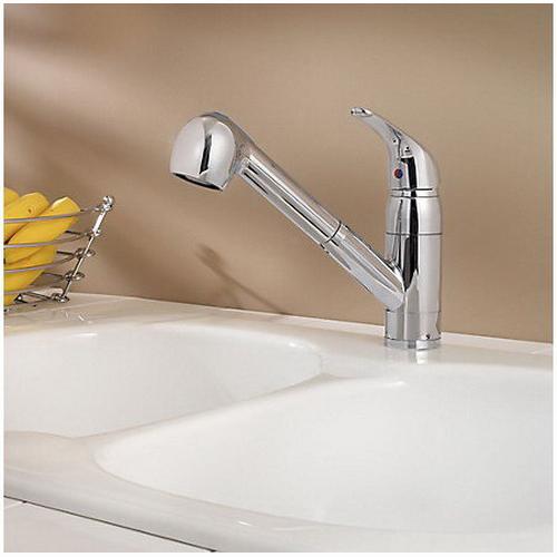 Pfister G133-10CC Pfirst Lead-Free Brass 1 Lever Handle 1 or 3-Hole Deck Mount Pull-Out Kitchen Faucet, 1/2-14 NPSM, 1.75 gpm at 60 psi, Polished Chrome