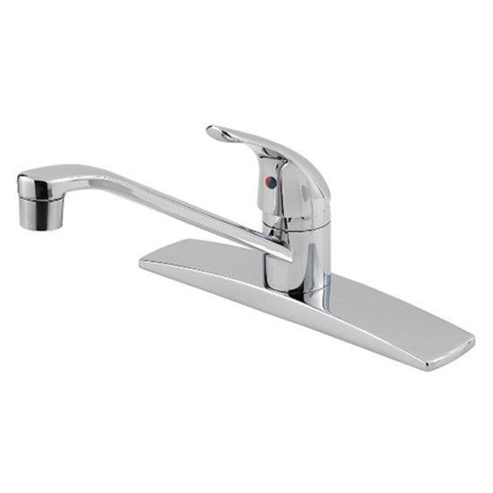 Pfister G134-1444 1 Lever Handle 3-Hole Single Control Kitchen Faucet, 1/2-14 NPSM, 1.8 gpm, Polished Chrome