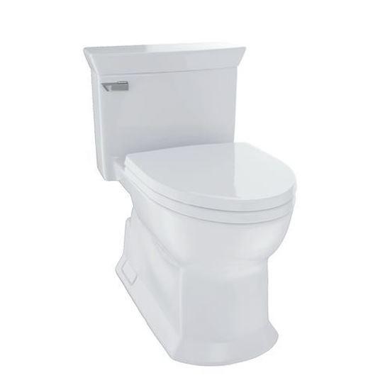 TOTO MS964214CEFG#11 Eco Soirée One Piece Elongated 1.28 GPF Universal Height Skirted Toilet with CeFiONtect, Colonial White