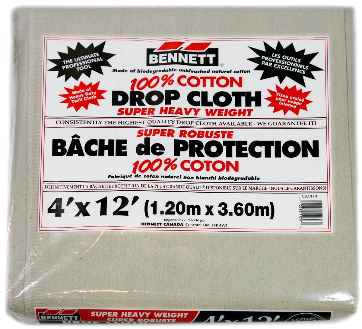 100% Drop Cloth - Super Heavy Weight - 4" x 12"