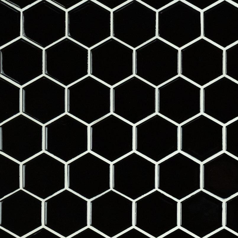BLACK 2" HEXAGON GLOSSY