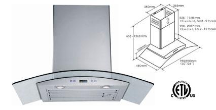 LTS-02G-30 - Wall Mounted Hood Fan