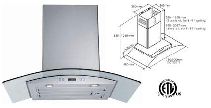 LTS-01T-30 - Wall Mounted Hood Fan