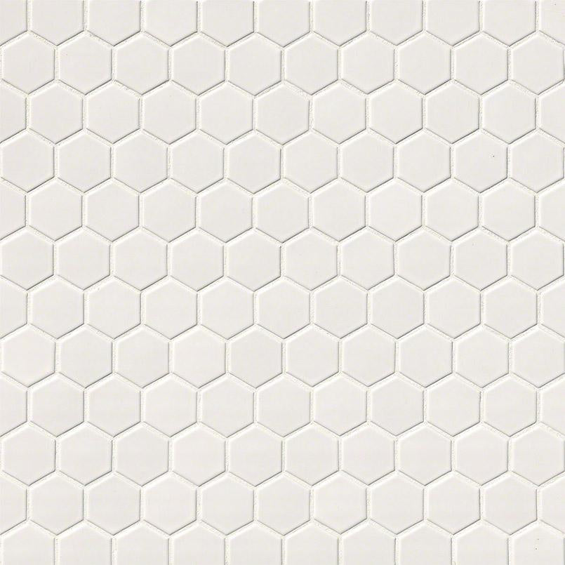 WHITE GLOSSY 2X2 HEXAGON MOSAIC