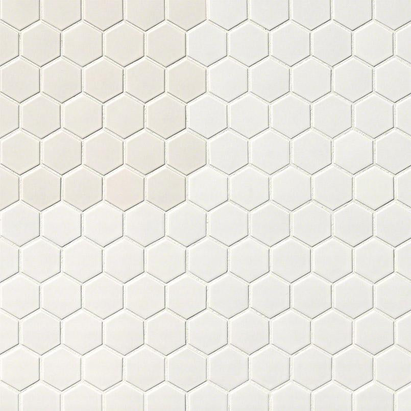 WHITE MATTE 2X2 HEXAGON MOSAIC