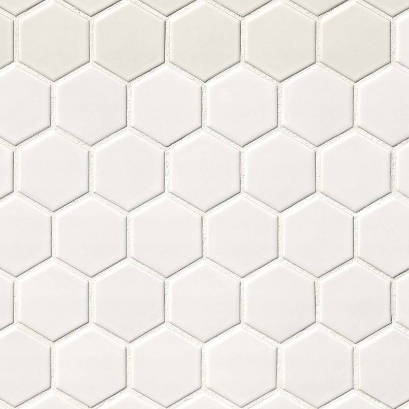 WHITE MATTE 2X2 HEXAGON MOSAIC